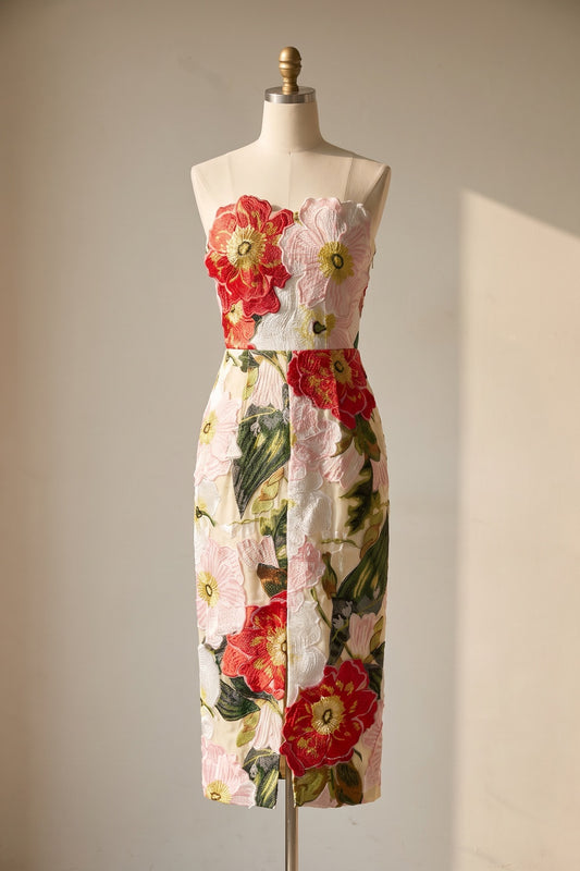 White Jacquard Column Dress white jacquard dress - product view 2
