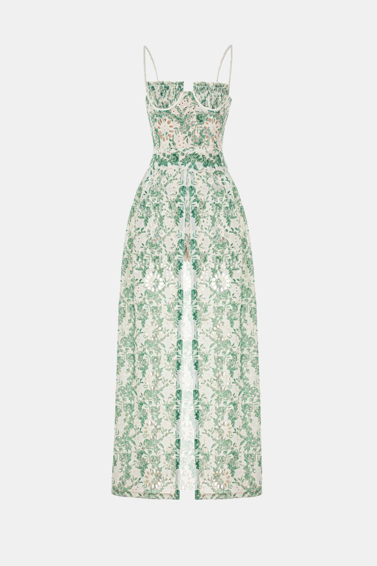 Abetzi Floral Embroidered Shorts & Maxi Dress Set - Green