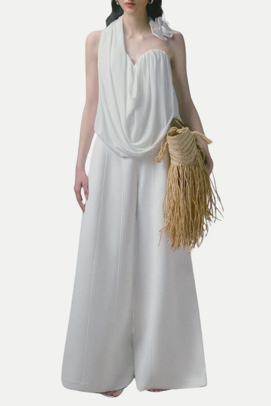 Balene Flower Asymmetric Ruched Top
