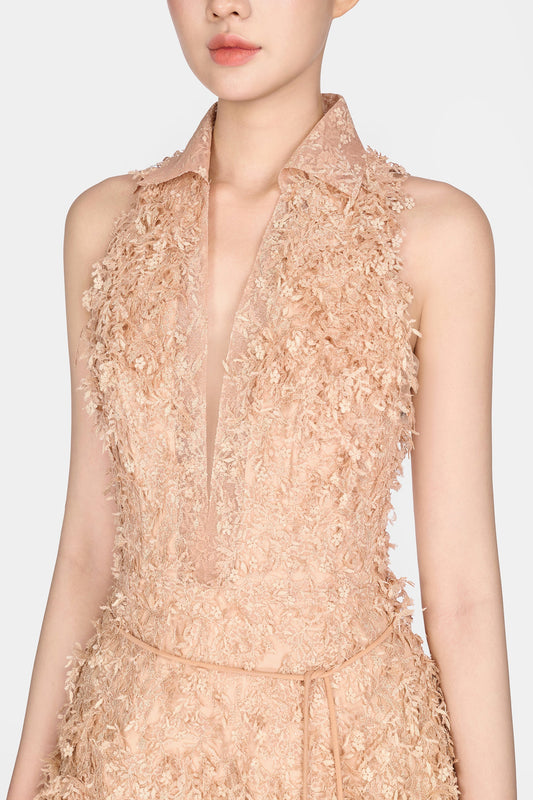 Barron Lace Jacquard Fringe Jumpsuit