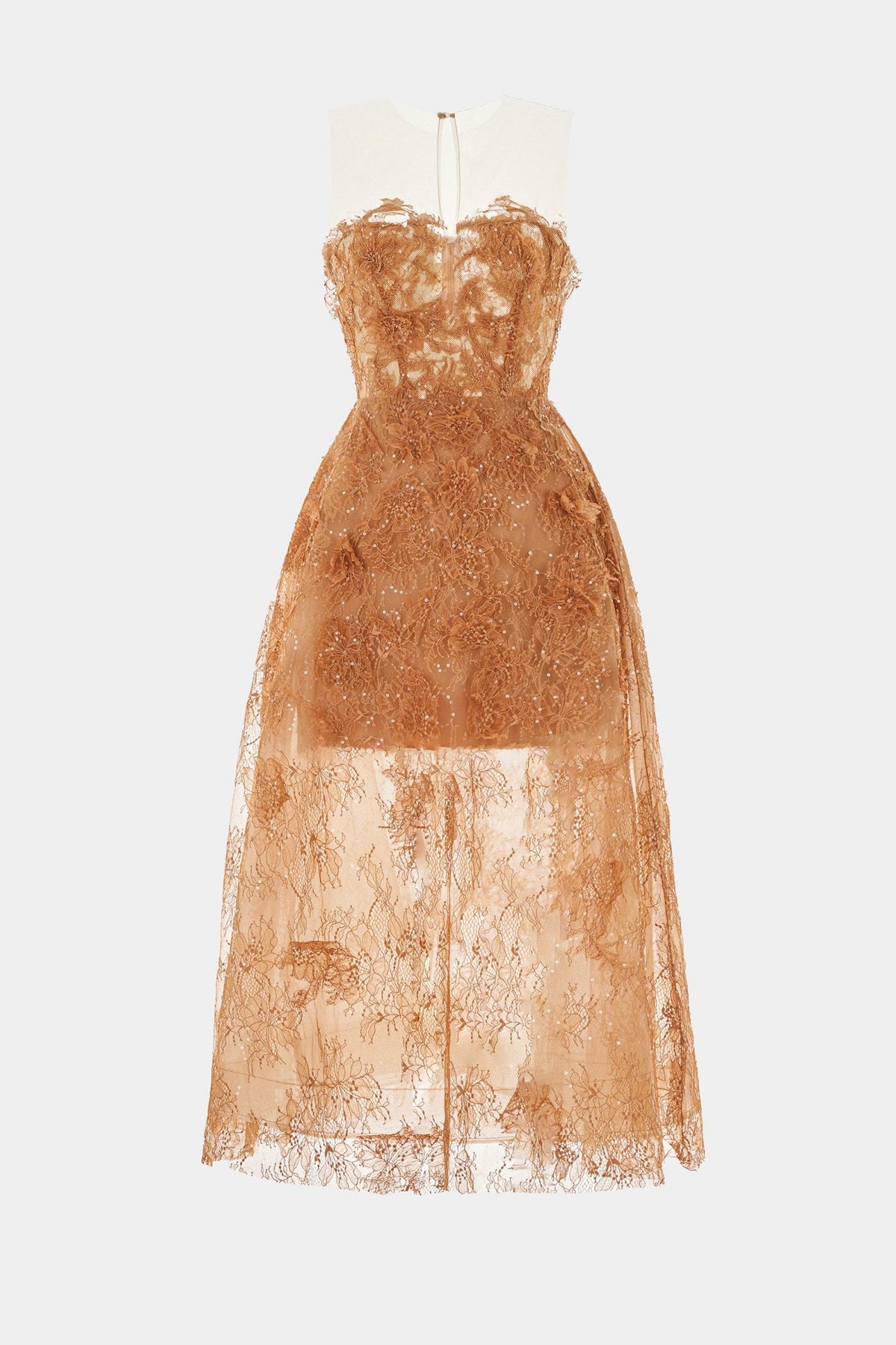 Batya Lace Sleeveless Midi Dress - Caramel