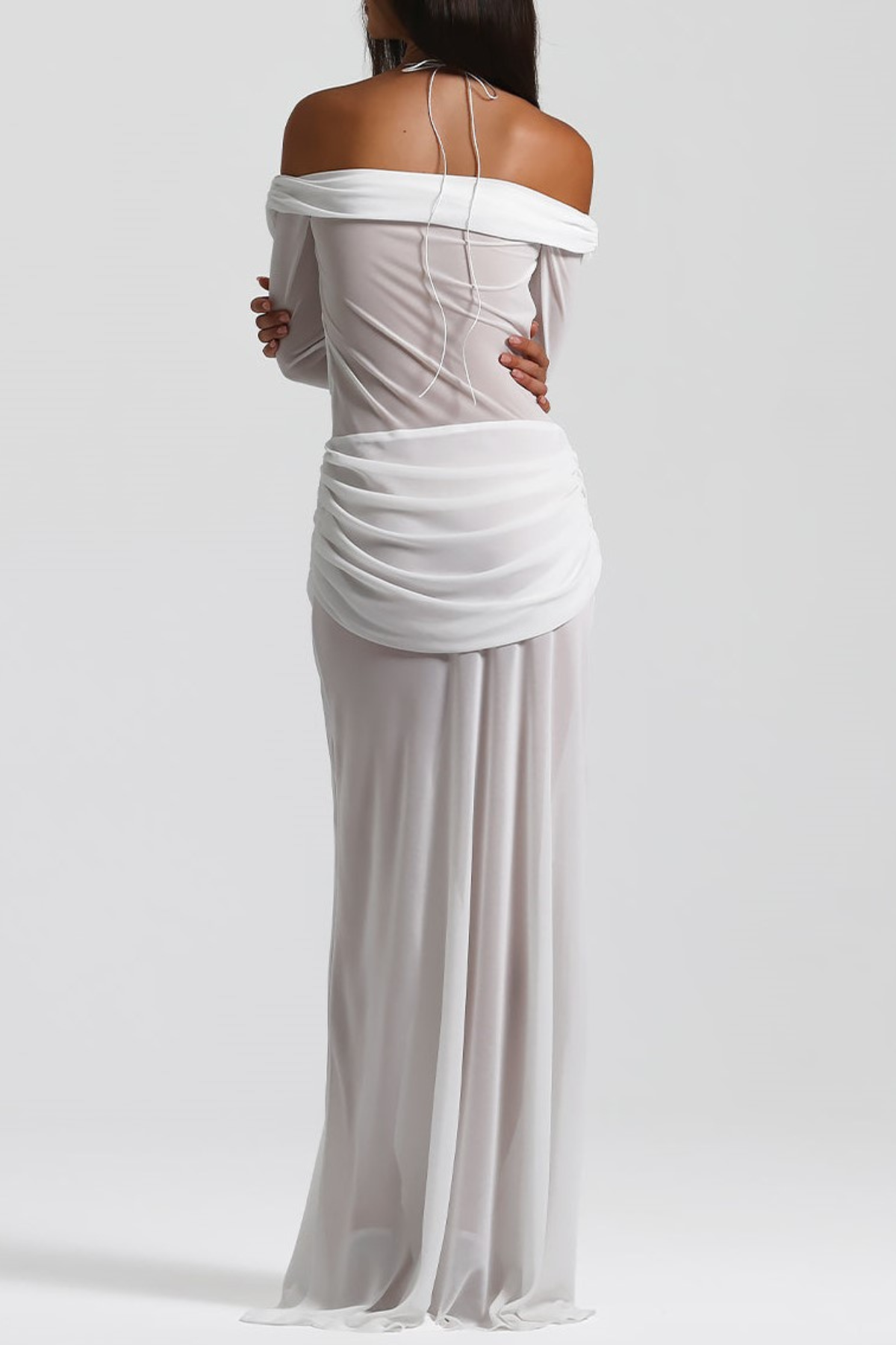 Burra Off Shoulder Knot Cutout Maxi Dress - White