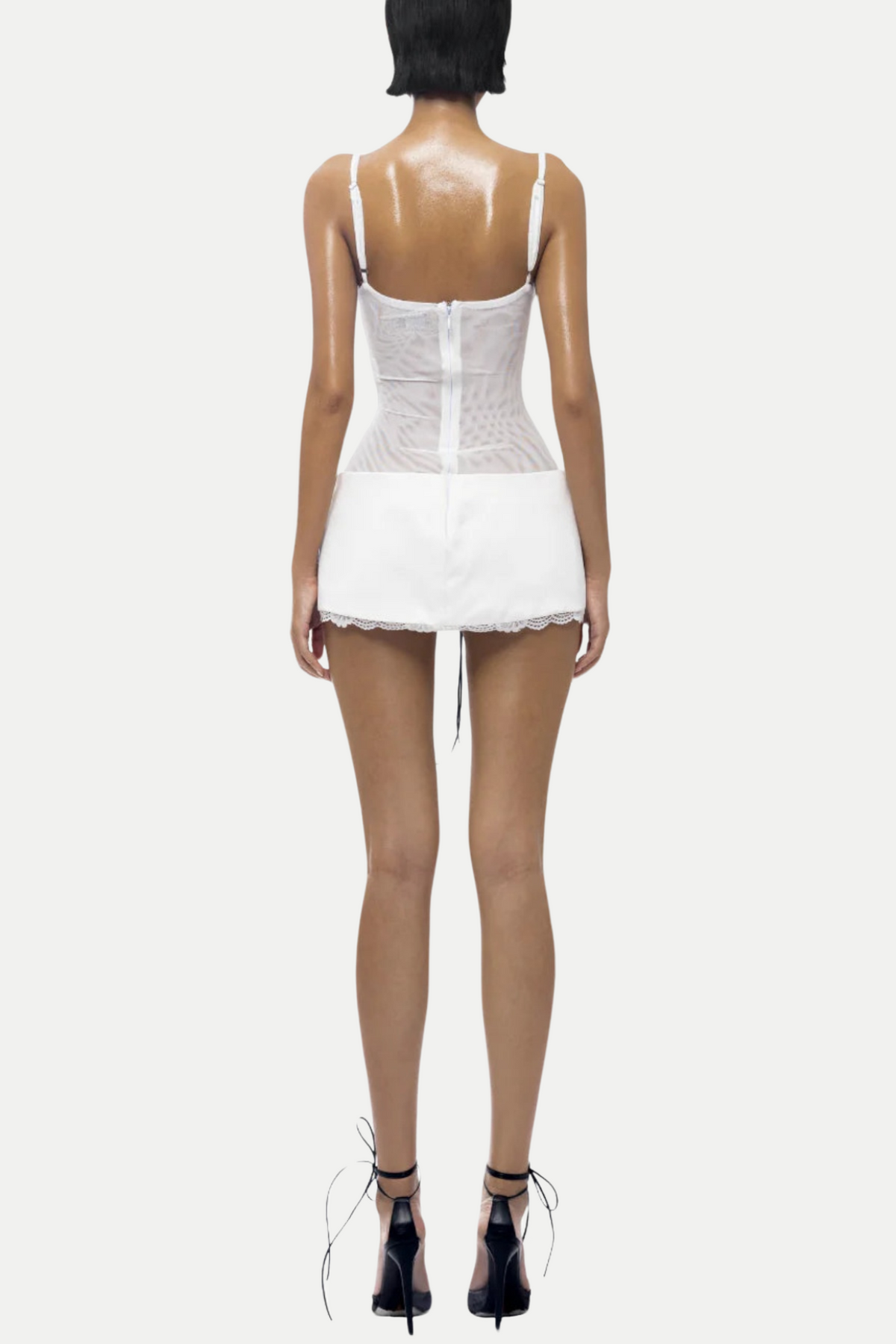 Calais Lace Up Mesh Mini Dress
