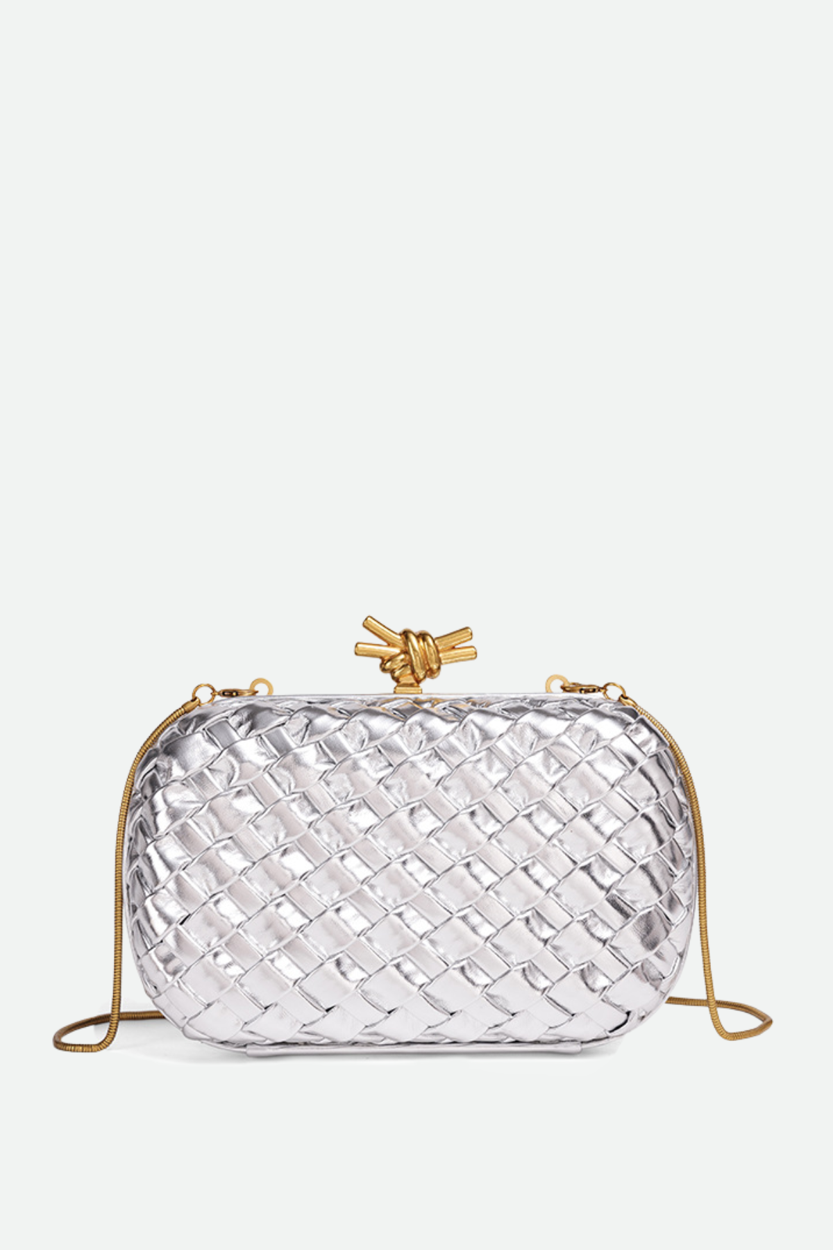 Capella Woven Knot Clutch - Silver