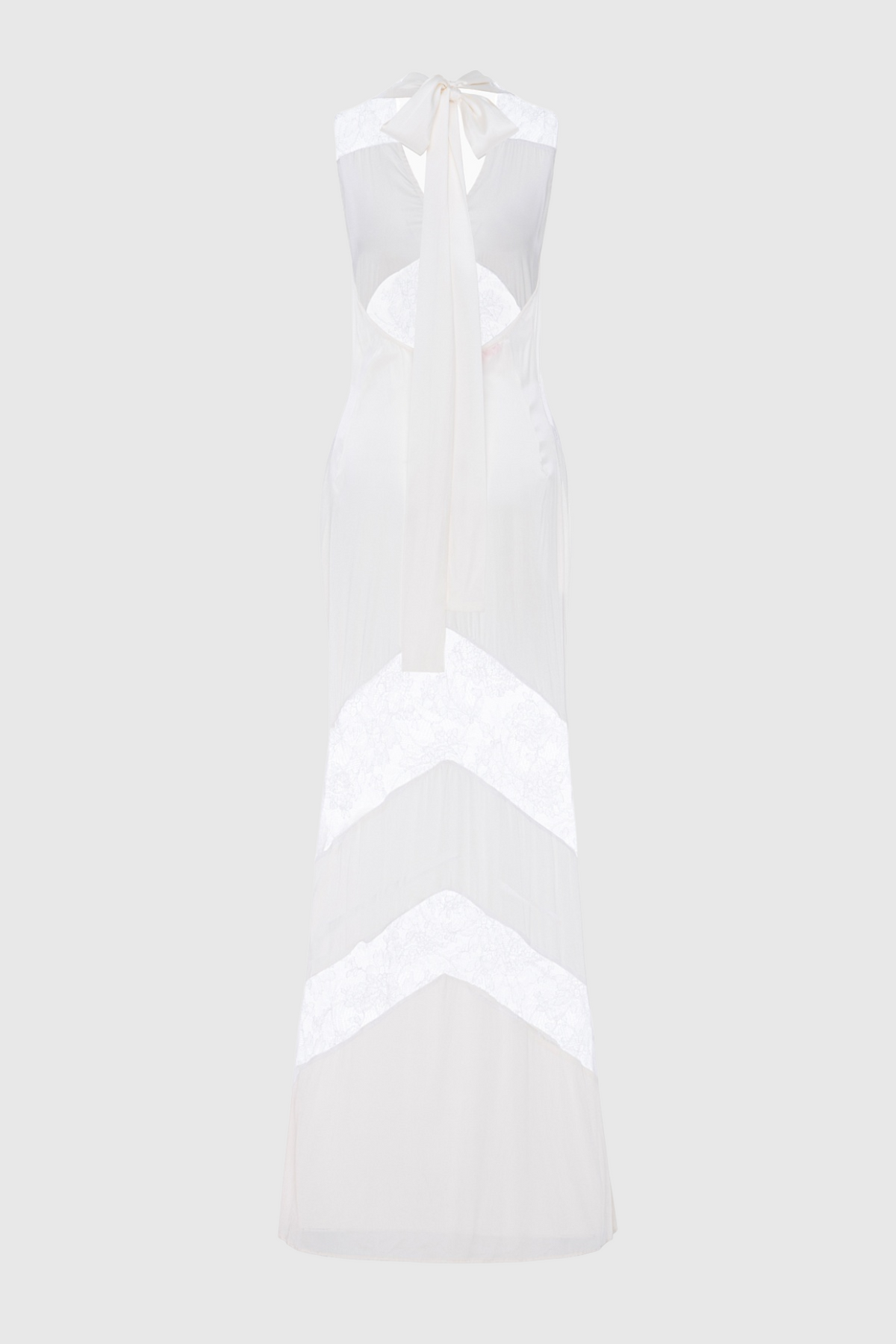 Clora Satin Halter Lace Maxi Dress - White