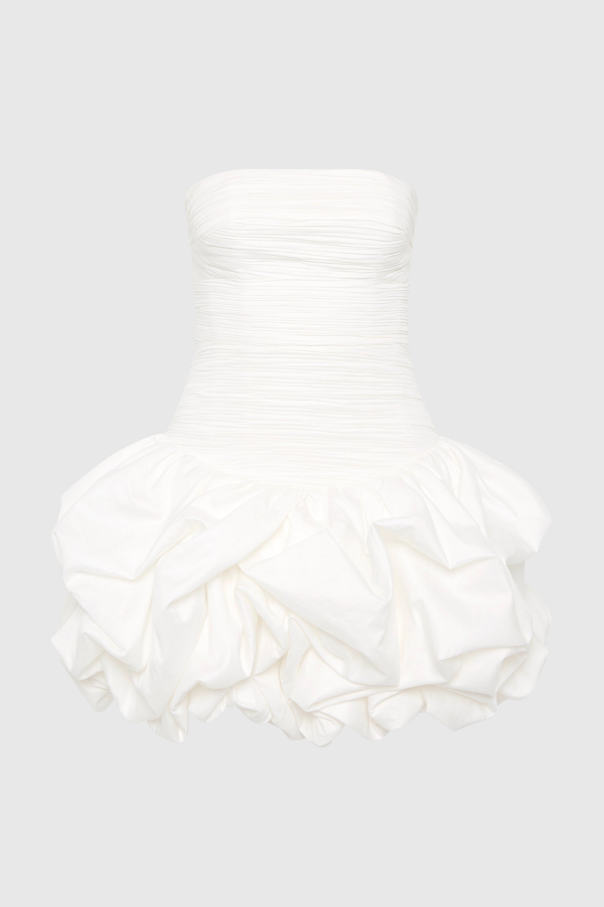 Coleka Floral Print Strapless Ruched Mini Dress - White