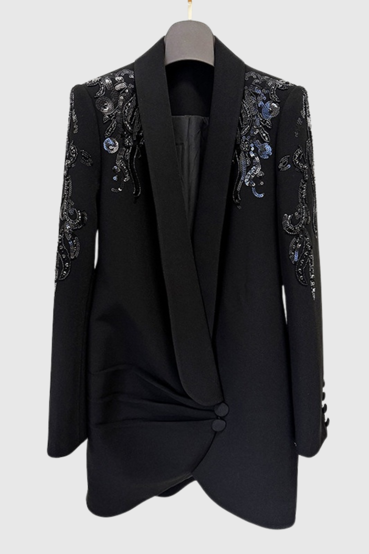 Charnita Sequin Embellished Blazer Dress - Black