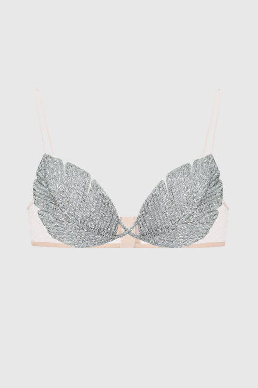 Jackia Leaf Crystal Bralette - Silver