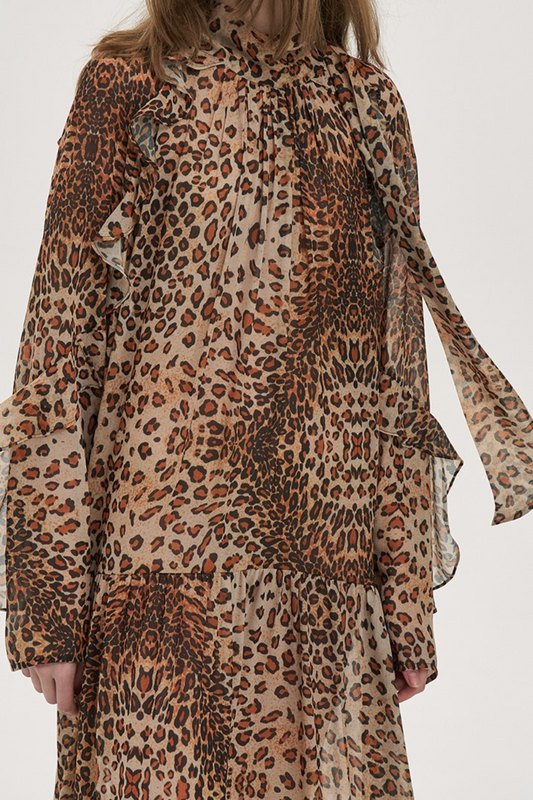 Jajaha Leopard Bow Maxi Dress