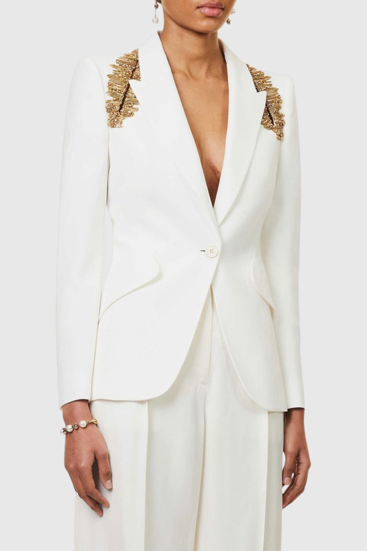 Jezreel Crystal Embellished Blazer & Pants Set