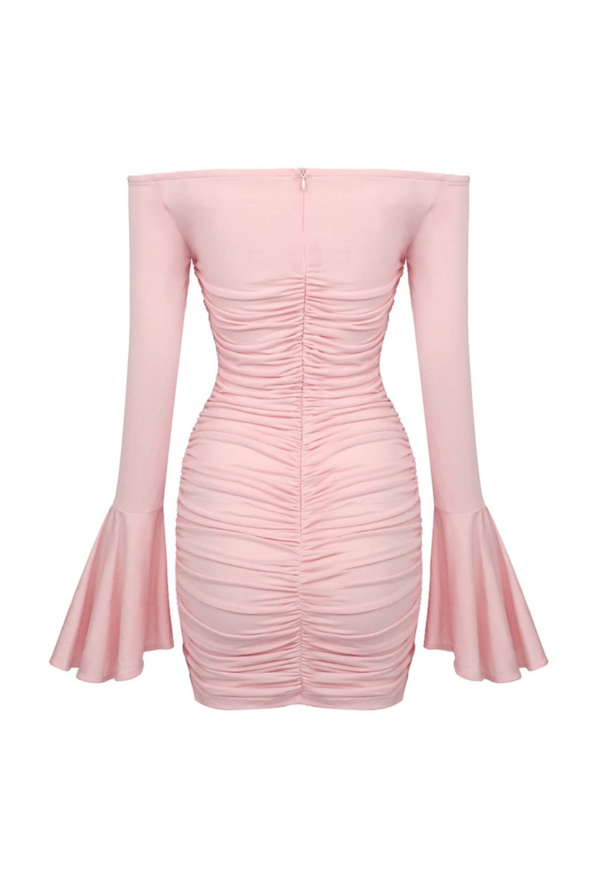 Karla Ruched Flower Off Shoulder Mini Dress