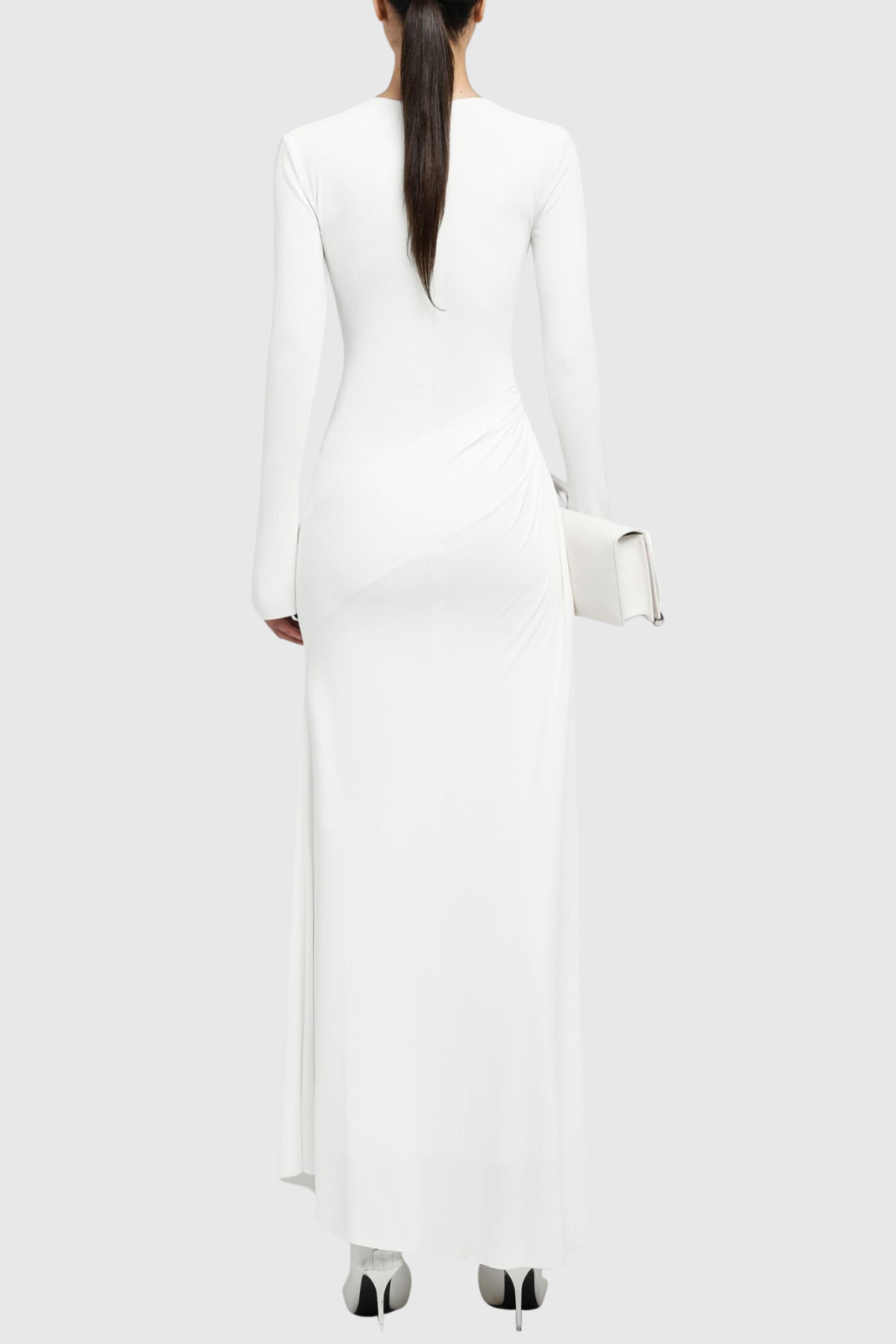 Katina Ruched Maxi Dress - White