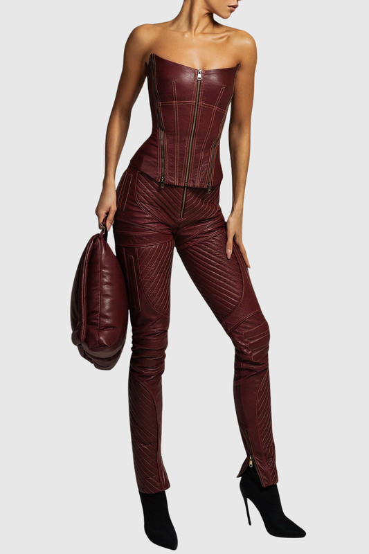 Kylo Leather Corset - Wine