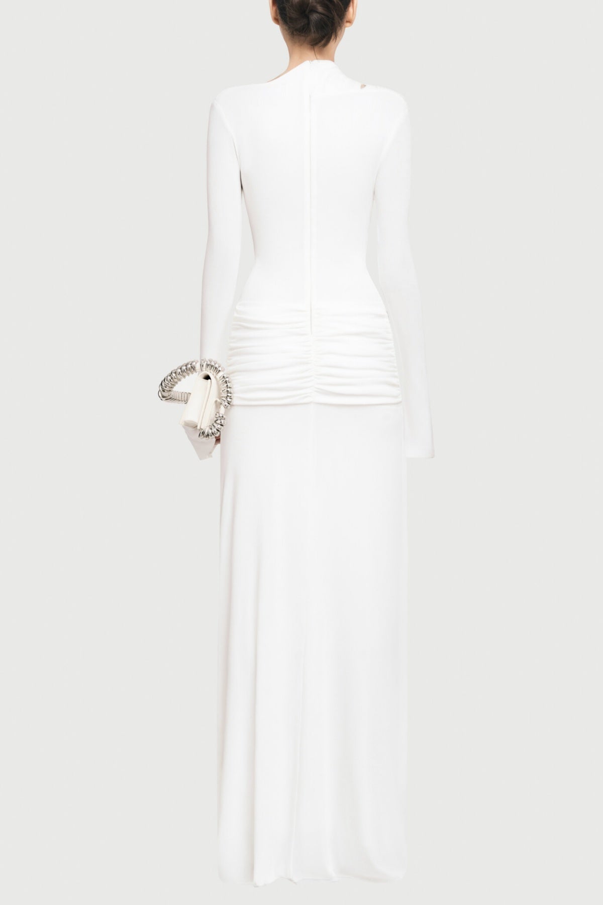 Lysander Asymmetrical Drape Cutout Maxi Dress - White