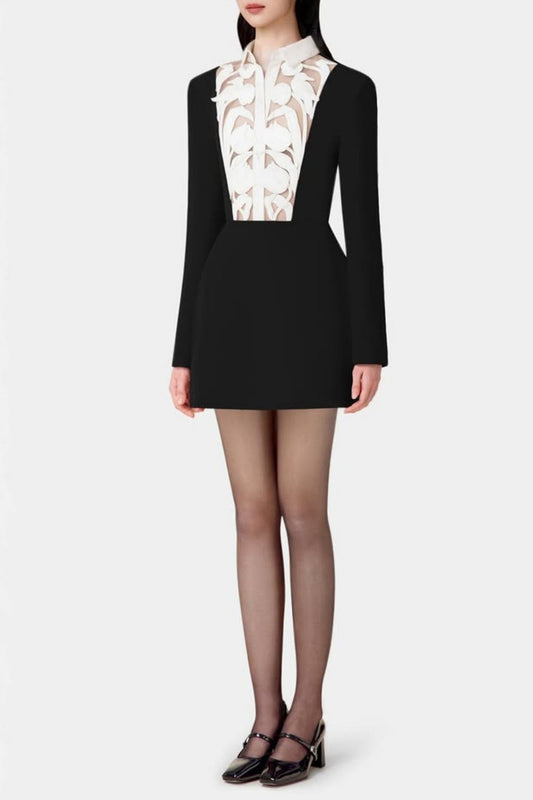 Mayena Floral Cutout Mini Dress - Black