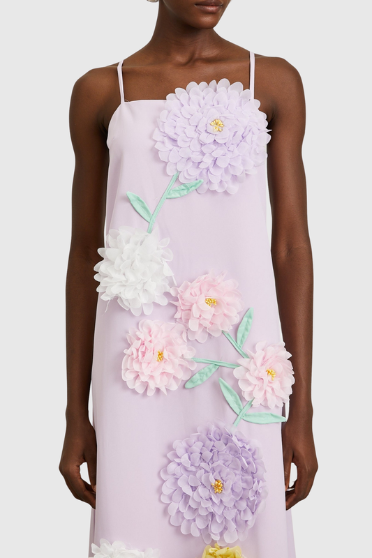 Mesa Strapless Floral Embroidered Maxi Dress - Purple