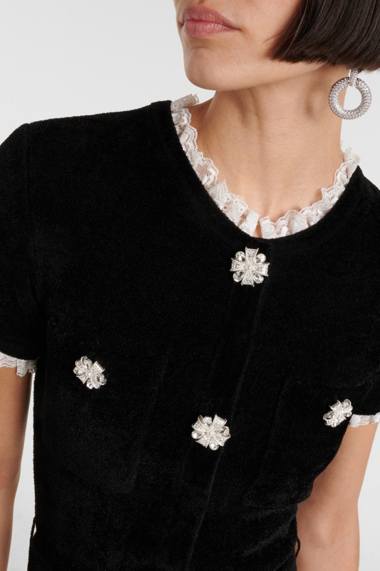 Nahma Crystal Embellished Belted Knit Midi Dress