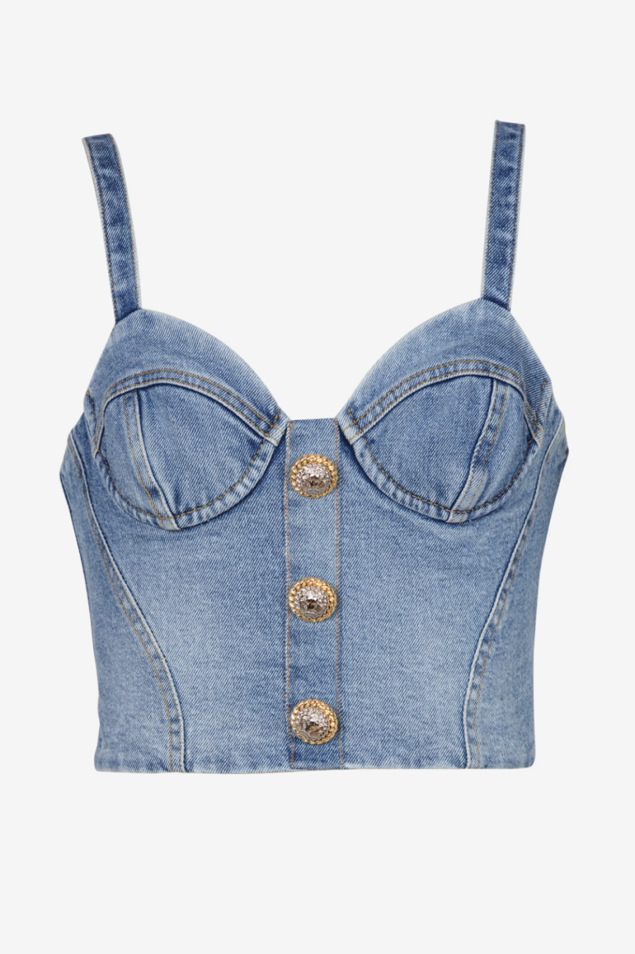 Ogana Gold Buttoned Denim Top