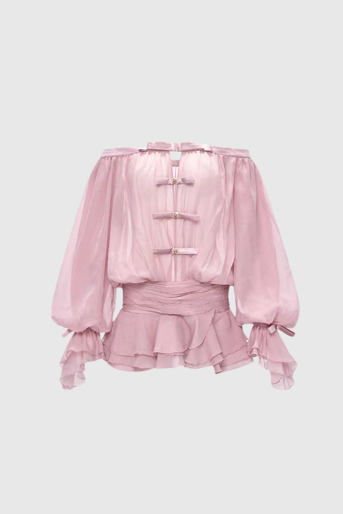 Raylene Off Shoulder Bow Ruffle Mini Dress - Pink