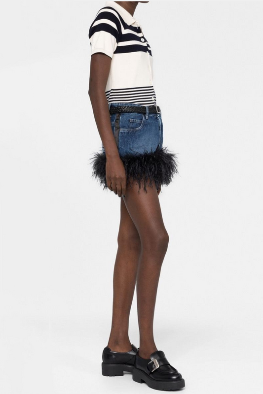 Ruth Feather Denim Skirt