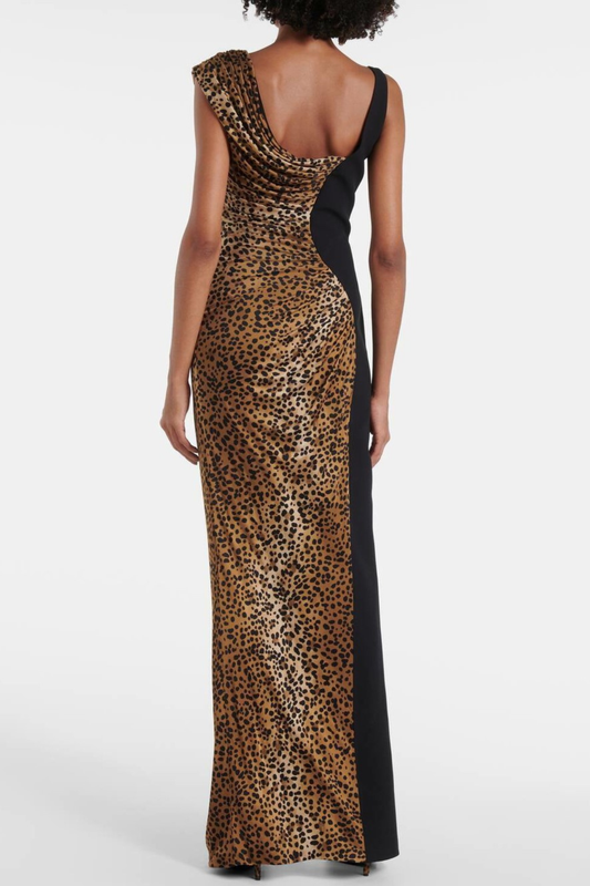 Sayera Leopard Ruched Maxi Dress