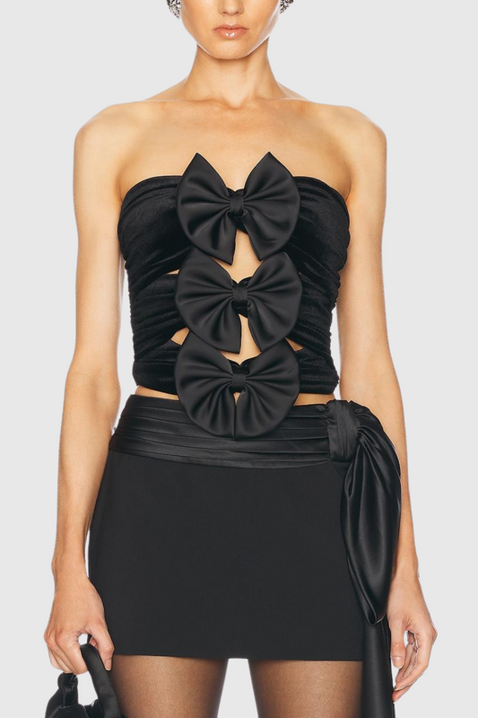 Sherin Bow Velvet Top