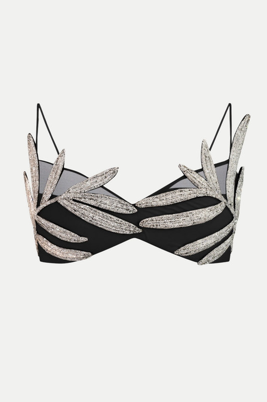 Vieby Leaf Crystal Bralette - Black