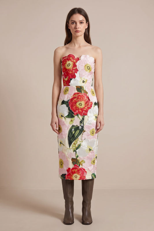 White Jacquard Column Dress white jacquard dress - product view 1
