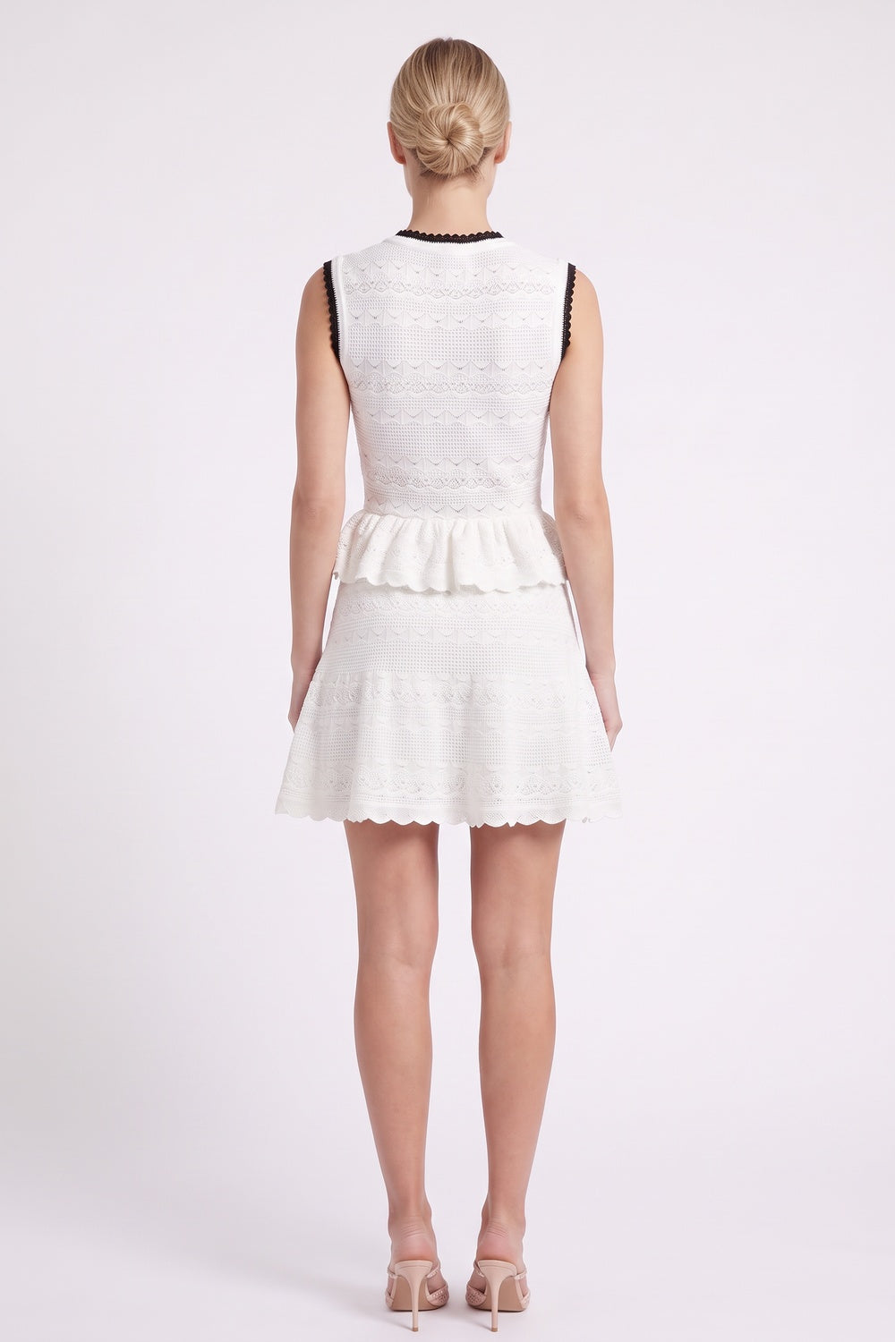 White Lace Crochet Peplum Mini Dress white lace/crochet knit dress - product view 3