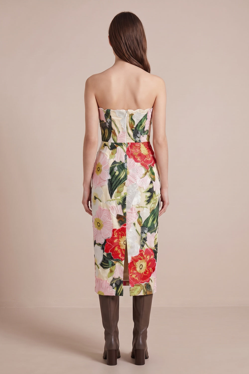 White Jacquard Column Dress white jacquard dress - product view 3