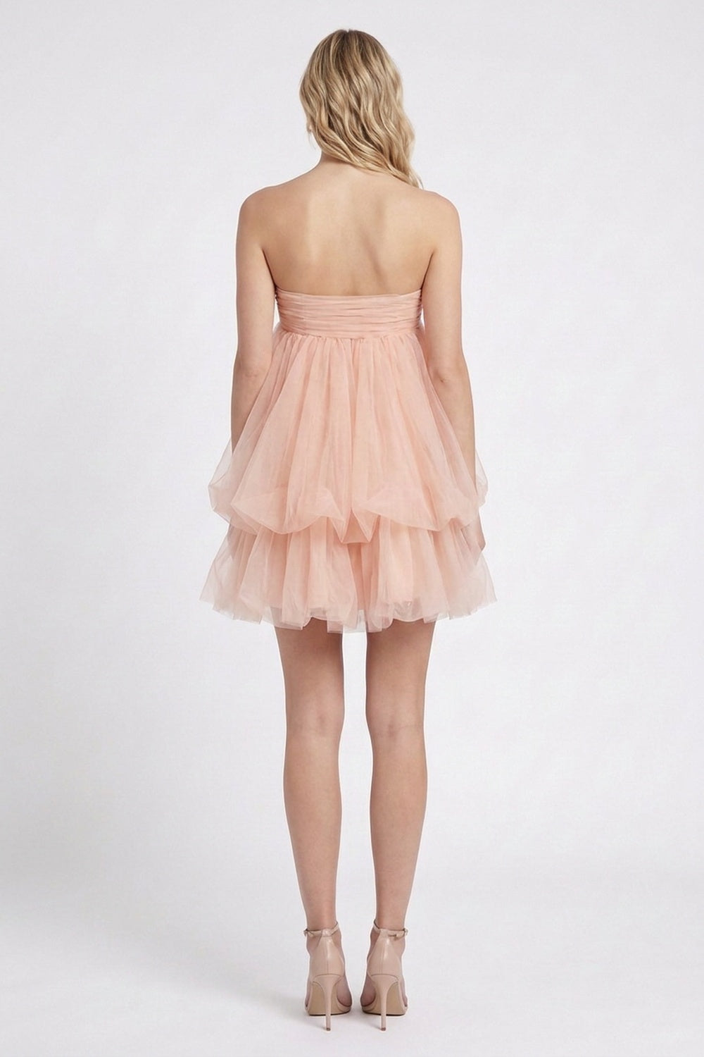 Peach Tulle Babydoll Dress peach tulle dress - product view 3