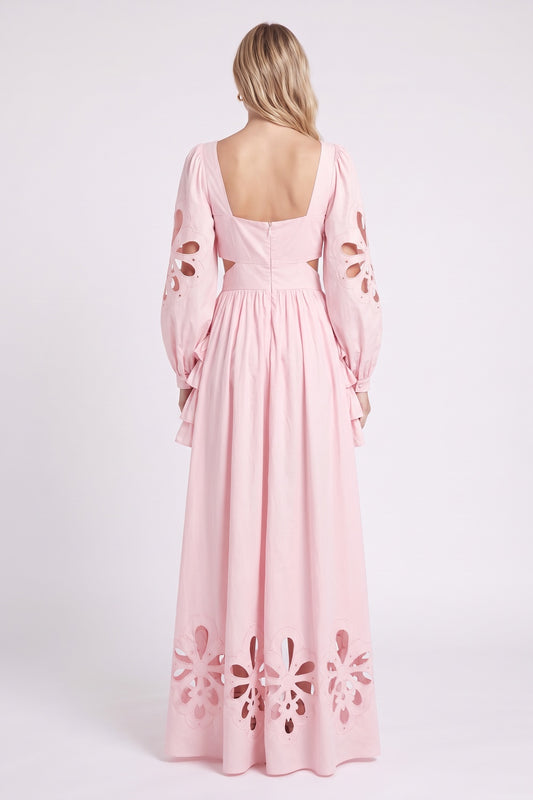 Pink Floral Cut-Out Tiered Dress Premium Fabric - product view 7