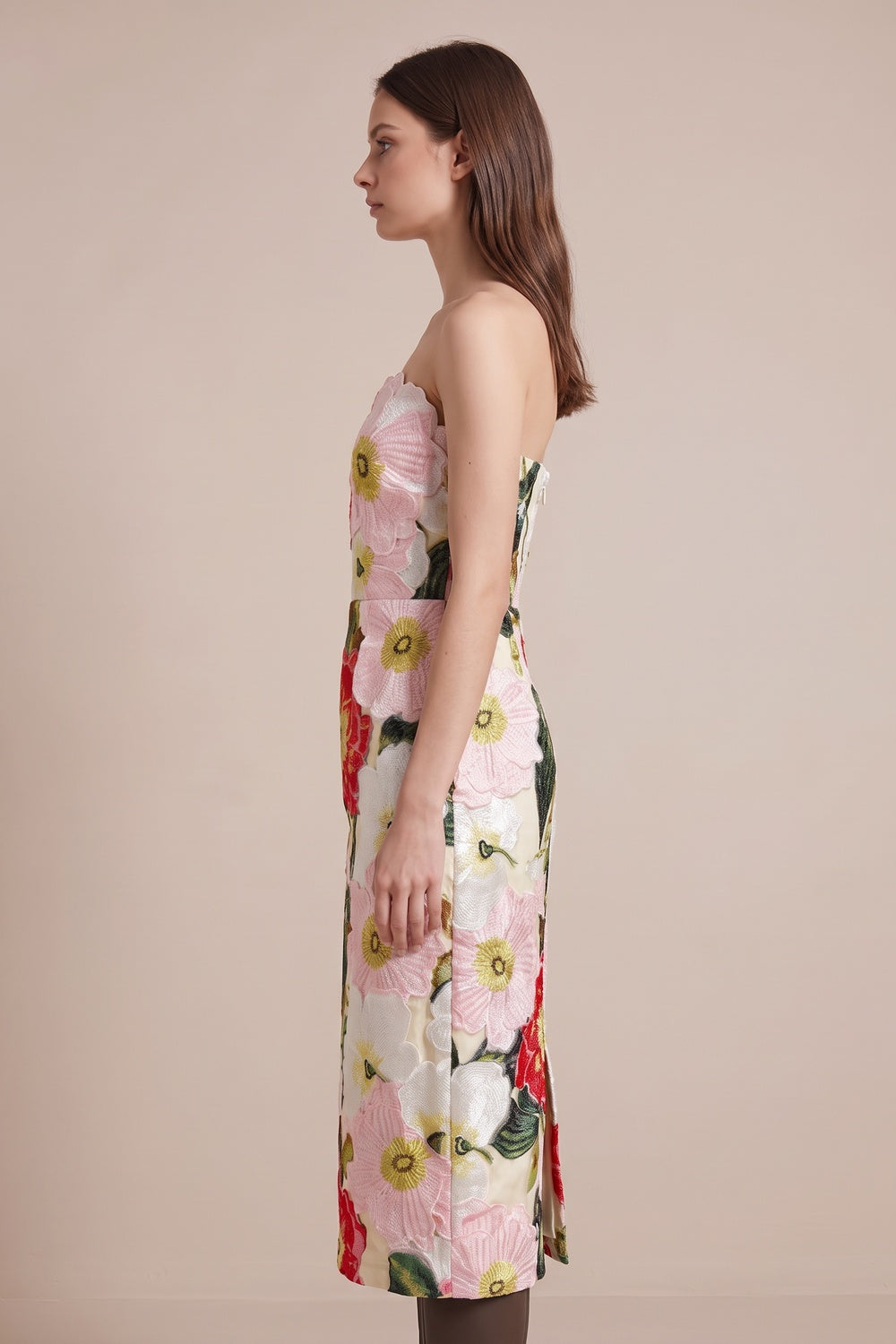 White Jacquard Column Dress white jacquard dress - product view 5