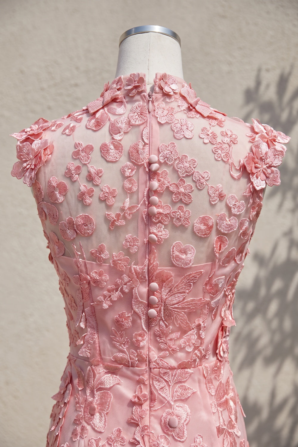 Pink Tulle Overlay A-Line Midi Dress pink tulle overlay dress - product view 6