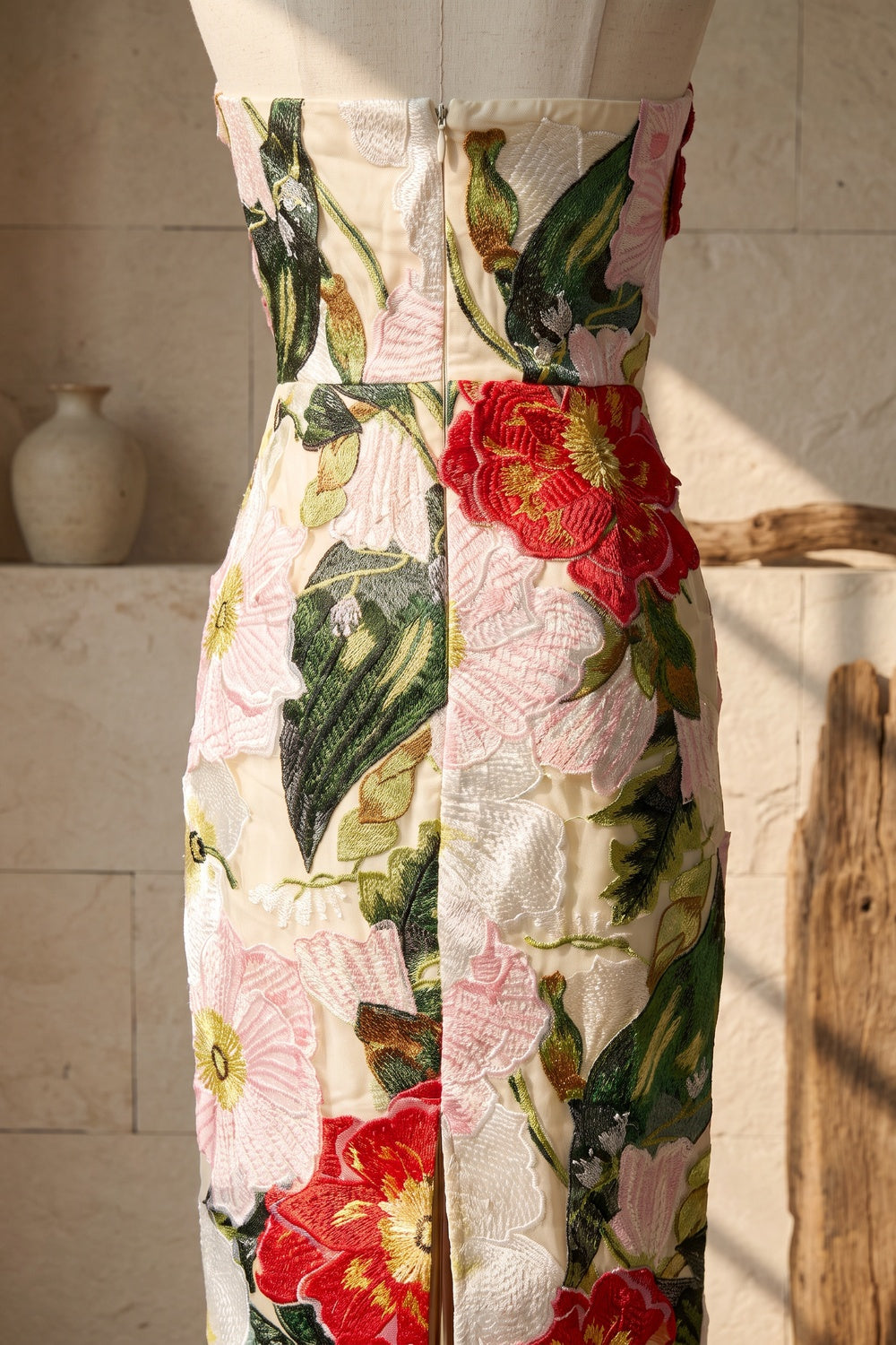 White Jacquard Column Dress white jacquard dress - product view 6