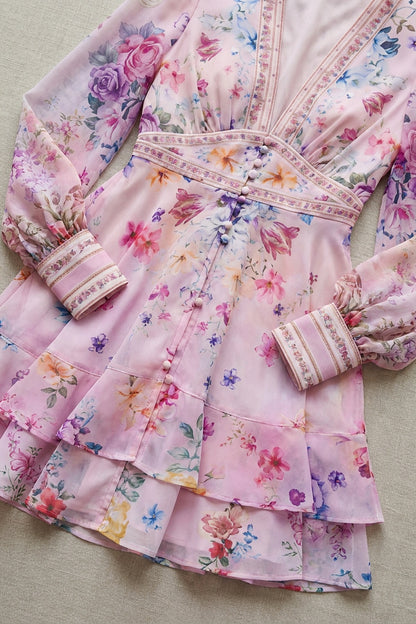 Light Pink Chiffon Fit-and-Flare Mini Dress light pink chiffon mini dress - product view 4