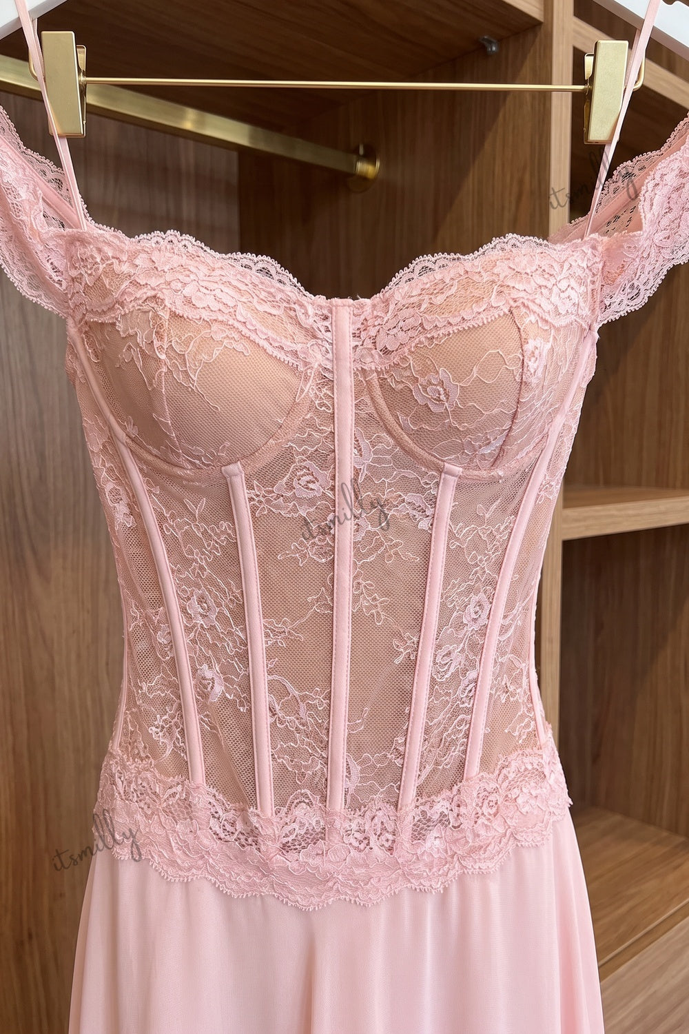Light Pink Chiffon A-Line Evening Gown light pink chiffon evening gown - product view 7