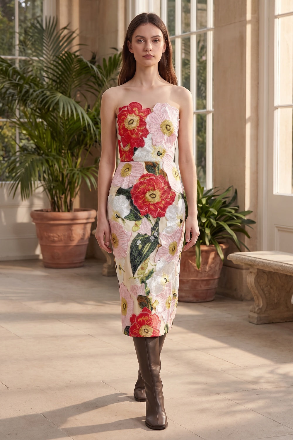White Jacquard Column Dress white jacquard dress - product view 8