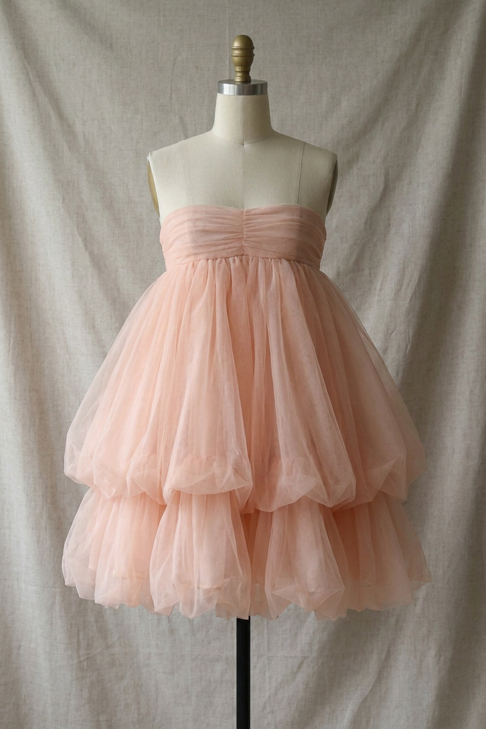Peach Tulle Babydoll Dress peach tulle dress - product view 2
