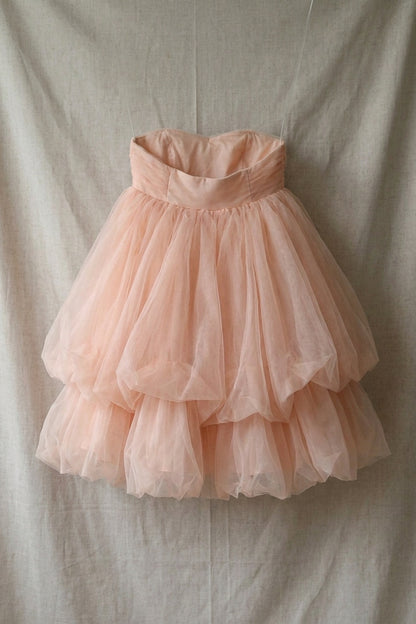 Peach Tulle Babydoll Dress peach tulle dress - product view 4