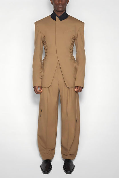 Juliea Silhouette Laced Up Tailored Jacket - Brown