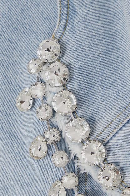 Tiana Rhinestone Denim Blazer