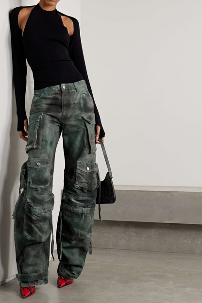Kynlee Distressed Cargo Denim Jeans