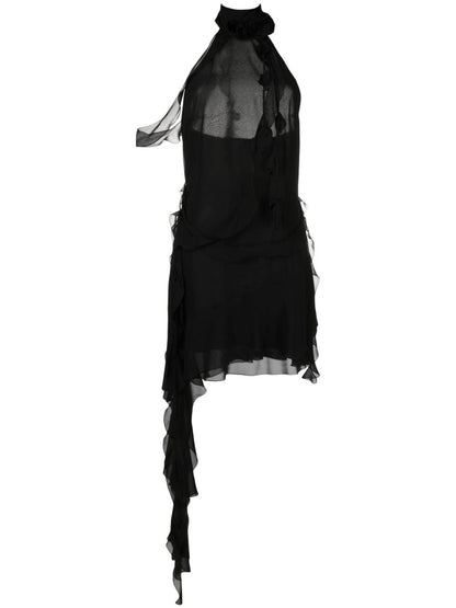 Lennoa Ruffled Halter Mini Dress - Black