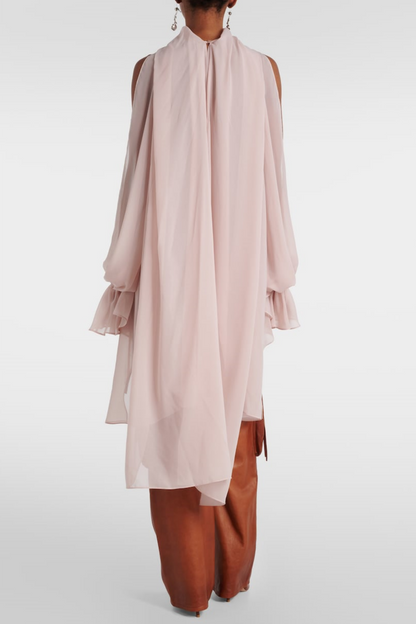 Mistee Asymmetric Slit-sleeve Blouse - Pink