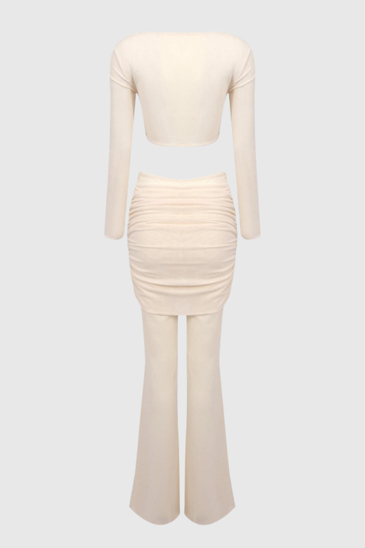 Selka Twisted Mesh Pants Set - Beige