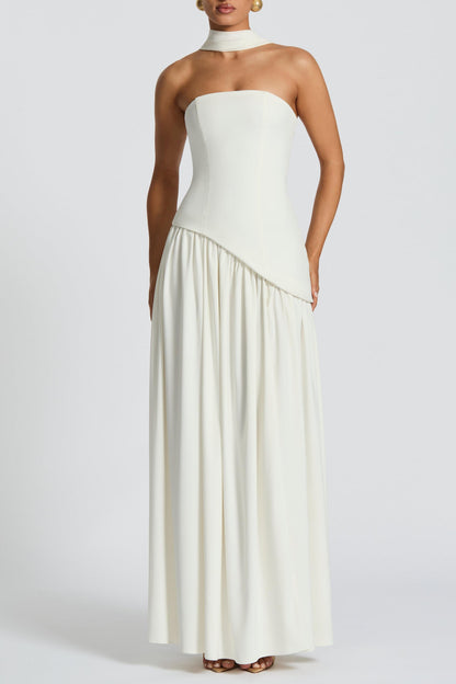 Miloni Strapless Split Maxi Dress - White