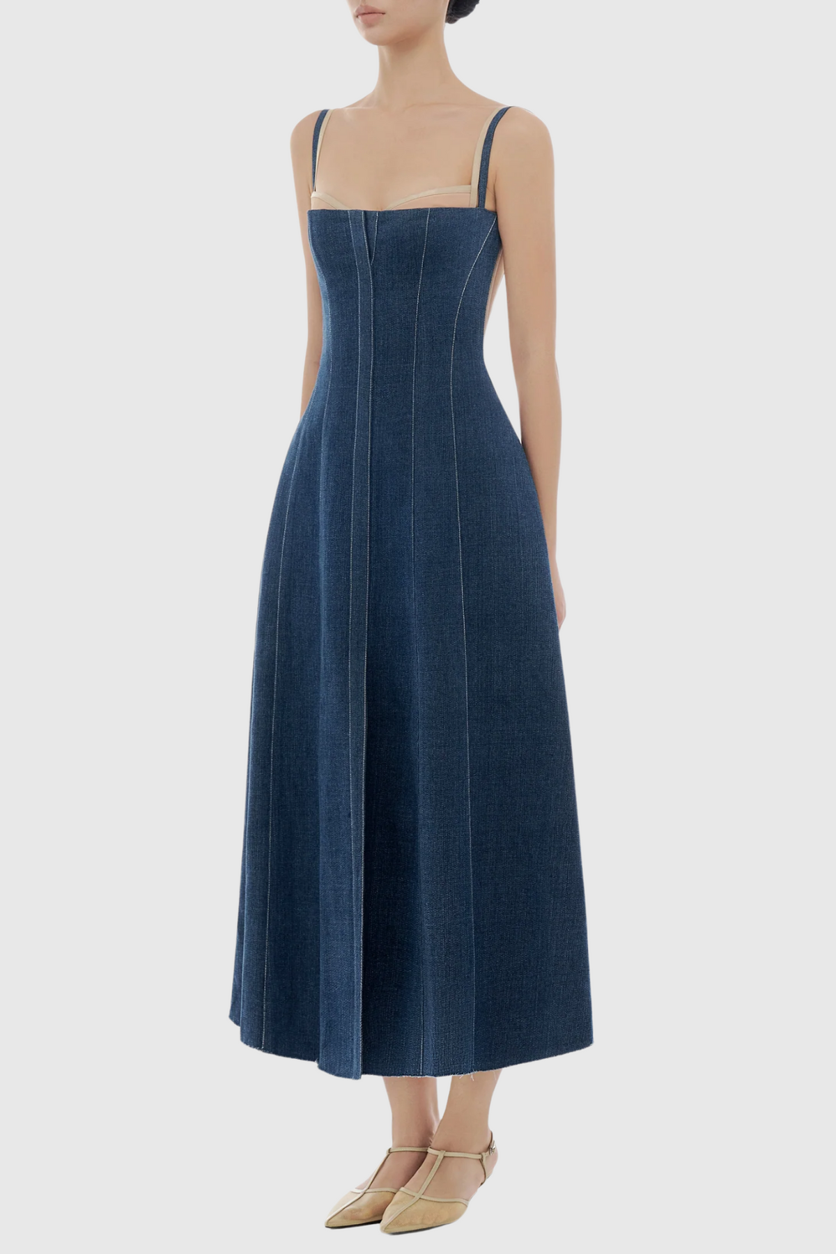 Abeje Corset Denim Midi Dress