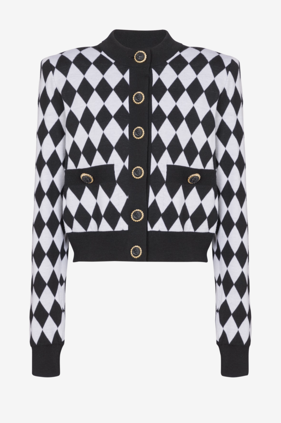Abiga Diamond Jacquard Knit Cardigan