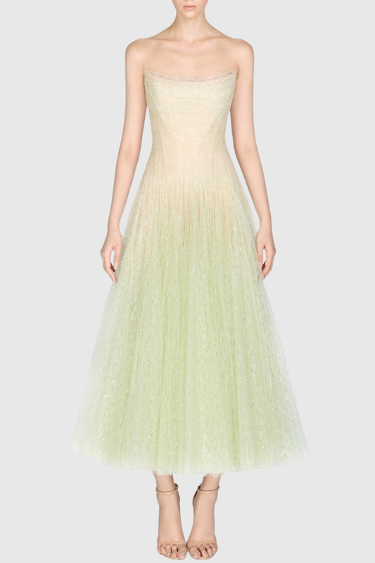 Acer Strapless Lace Corset Midi Dress - Mint